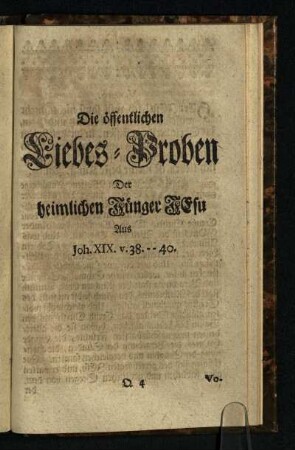 Die oeffentlichen Liebes-Proben Der heimlichen Juenger Jesu