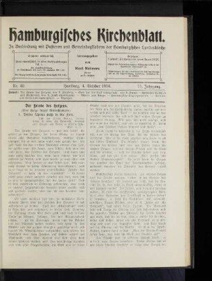 Nr. 40. Hamburg, 4. Oktober 1914. 11. Jahrgang.