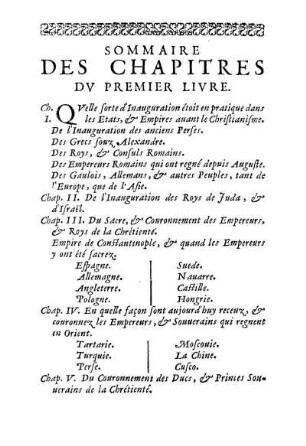 Sommaire Des Chapitres Dv Premier Livre.