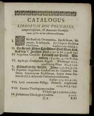 Catalogus Librorum Hoc Volumine [...]
