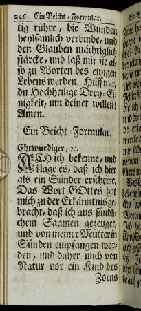 Ein Beicht-Formular