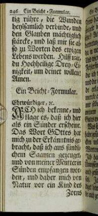 Ein Beicht-Formular
