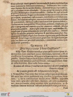 Quaestio IV: Quae requiruntur â bono Consiliario?