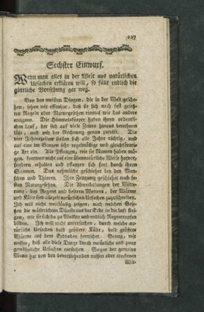Sechster Einwurf