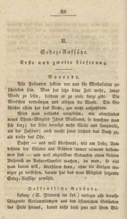II. Sedez-Aufsätze. Erste und zweite Lieferung