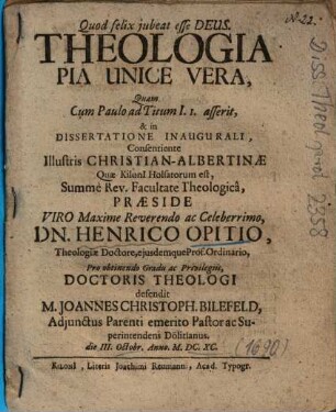 Theologia Pia Unice Vera