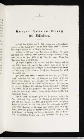 Kurzer Lebens=Abriß des Vollendeten