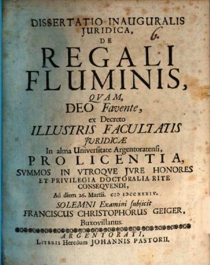 Diss. inaug. iur. de regali fluminis