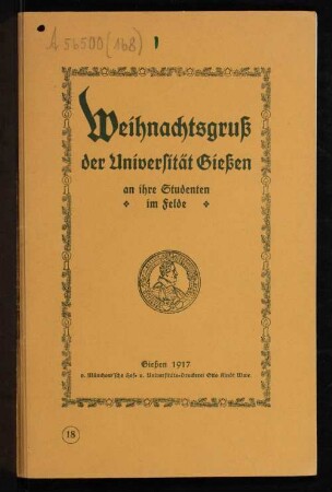 Weihnachtsgruß der Universität Gießen an ihre Studenten im Felde