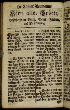 Hr. Caspar Neumanns Kern aller Gebete, Bestehend in Bitte, Gebet, Fürbitte, und Dancksagung