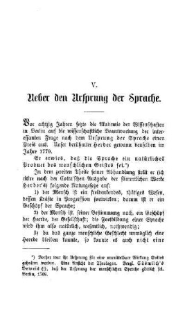 Ueber den Ursprung der Sprache