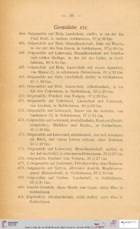Gemälde etc. (Nr. 464 - 494)
