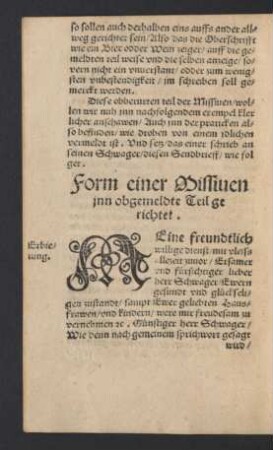 Form einer Missiven inn obgemeldte Teil gerichtet.