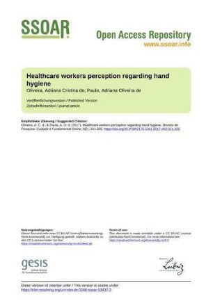 Healthcare workers perception regarding hand hygiene