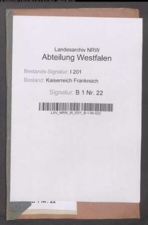 Das Armen-Versorgungswesen. Generalia (mit Vorakten der kgl. westfäl. Unterpräfektur Minden).
