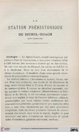 Sér. 5: La station préhistorique du Djebel-Ouach : (près Constantine)