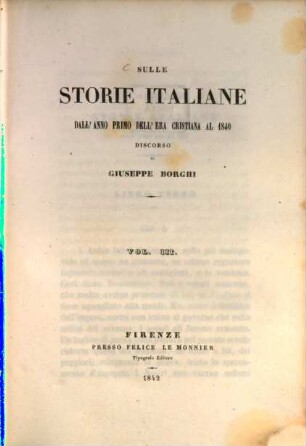 Sulle storie italiane dall'anno primo dell'era cristiana al 1840 : discorso, 3