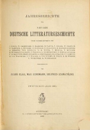 Jahresberichte für neuere deutsche Literaturgeschichte. 2. 1891