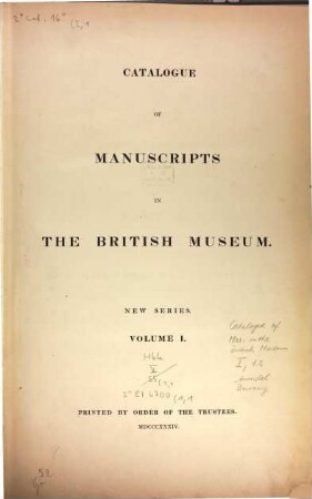 Catalogue of manuscripts in the British Museum, 1,1. The Arundel manuscripts