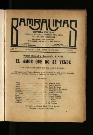 El amor que no se vende : comedia dramática en dos actos breves