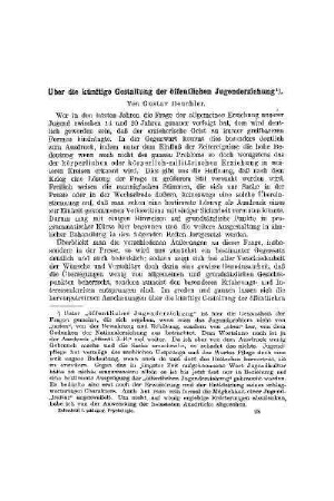 Über die künftige Gestaltung der öffentlichen Jugenderziehung