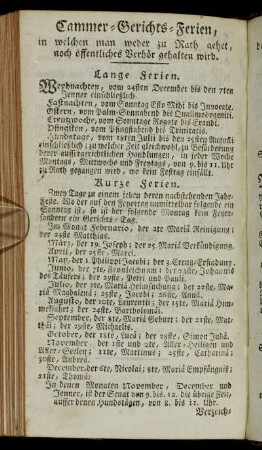 Cammer-Gerichts-Ferien,[...]