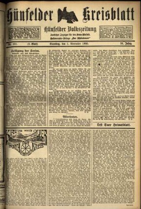 Zweite Ausgabe vom Samstag, den 01. November 1930.