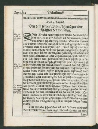 Das 9. Capitel. Von dem freyen Willen/ Vermögen oder Kräfften des menschen.