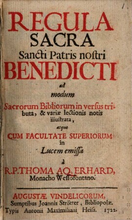 Regula Sacra Sancti Patris nostri Benedicti
