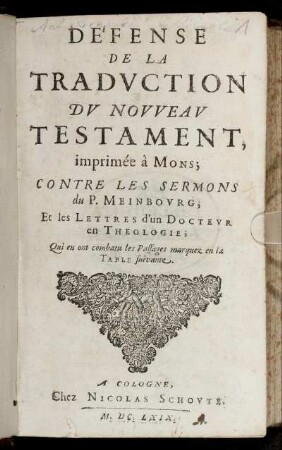 [2]: Recueil De Diverses Pieces publièes pour la Traduction Du Nouveau Testament imprimèe à Mons. [2]