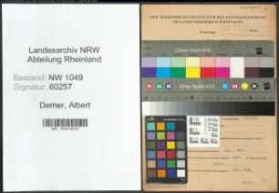 Entnazifizierung Albert Demer , geb. 28.11.1916 (Elektriker)