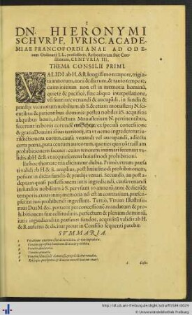 Consilium I. – Consilium X.