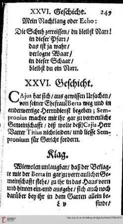 XXVI. Geschicht