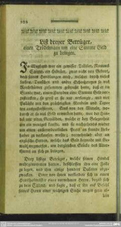List dreyer Betrüger, einen Trödelmann um eine Summe Geld zu bringen