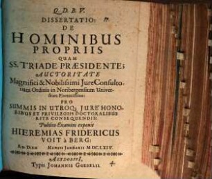 Dissertatio de hominibus propriis