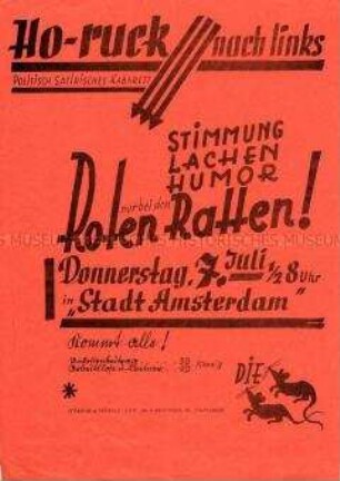 Theaterprogramm der "Roten Ratten" zu dem satirischen Kabarett "Ho-ruck nach links"