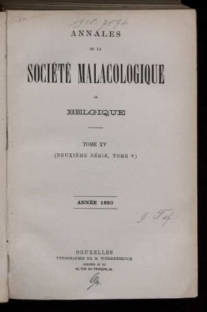 15: Annales de la Société Royale Malacologique de Belgique