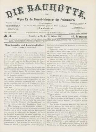 No. 41. Frankfurt a. M., den 10. Oktober 1903. 46. Jahrgang.