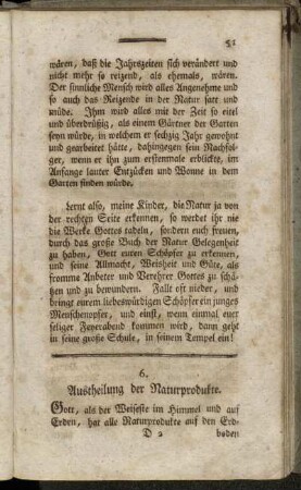 6. Austheilung der Naturprodukte.