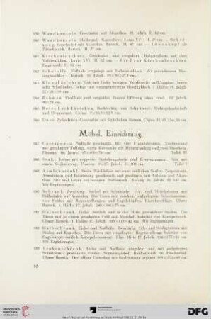 Möbel, Einrichtung (Nr. 147 - 193)