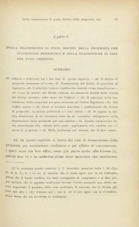 Capo V. Della trasmissione di pieno diritto della proprietà per successione ereditaria e della trasmissione di essa per puro consenso