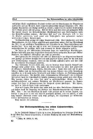 Zur Weiterentwicklung des ersten Leseunterrichts