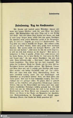 Palmsonntag, Tag der Konfirmation