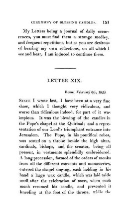 LETTER XIX. - Blessing the Candles - The Carnival