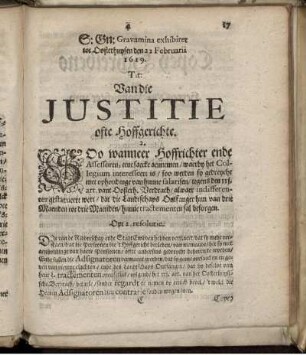4. Tit: Van die Iustitie ofte Hoffgerichte