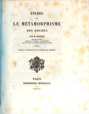Etudes sur le métamorphisme des roches