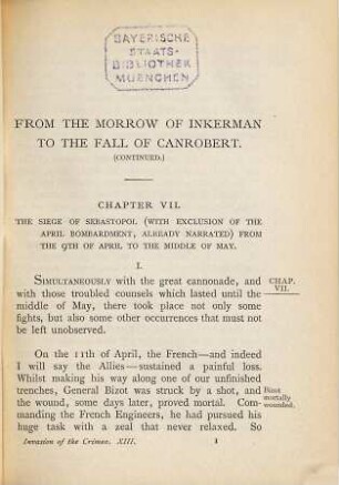 The invasion of the Crimea: its origin, and an account of its progress down to the death of Lord Raglan : By Alexander William Kinglake, 13