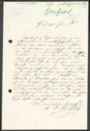 Brief von Oscar Brefeld an Unbekannt