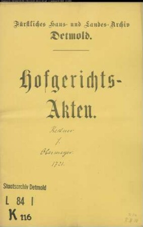 Kestner, Hofgerichtssekretär gegen Obermeier zu Billinghausen - Schuldforderung