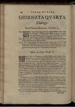 Giornata Quarta. Dialogo. Gentilhuomo Romano, Forestiere